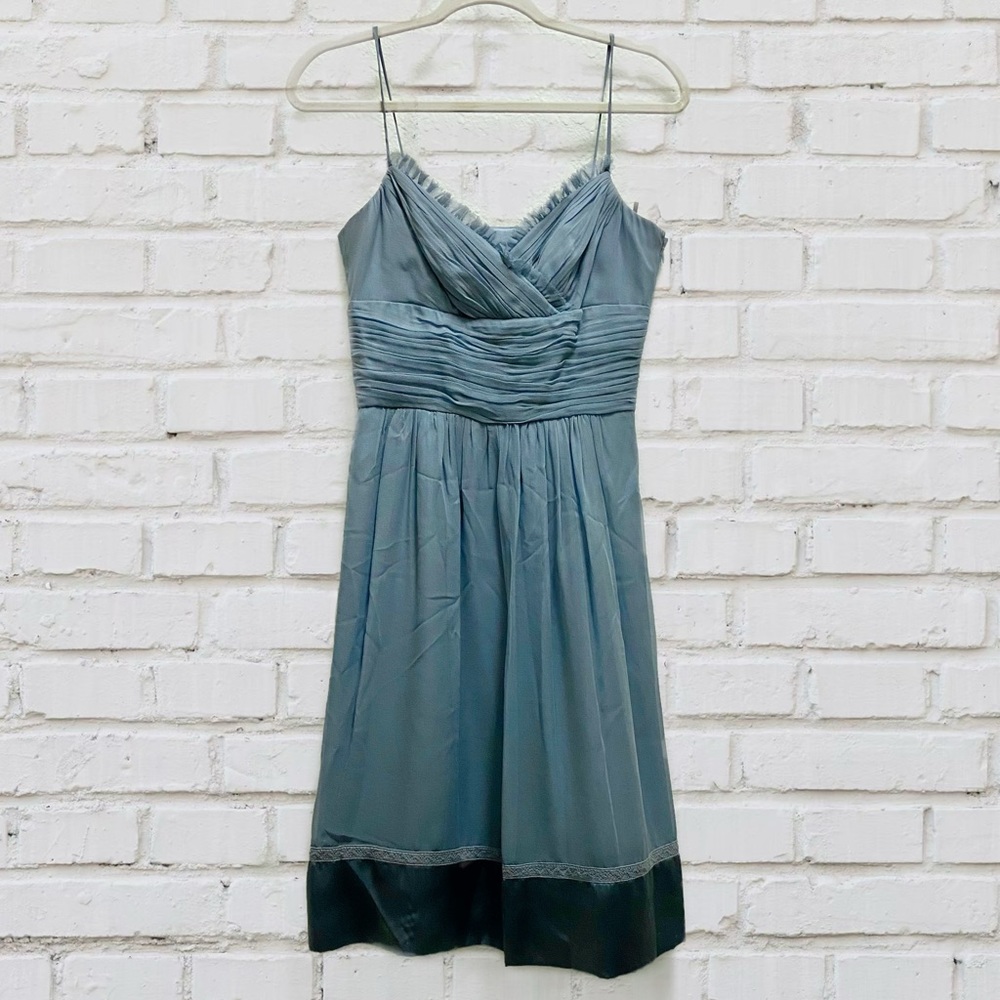 🆕 Spaghetti Strap Dress w/ Banded Waist - Two Tones of Teal - Picture 1 of 7